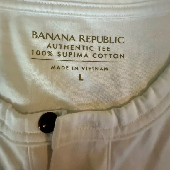 Banana Republic White Long Sleeve Henley Shirt - Picture 2 of 9